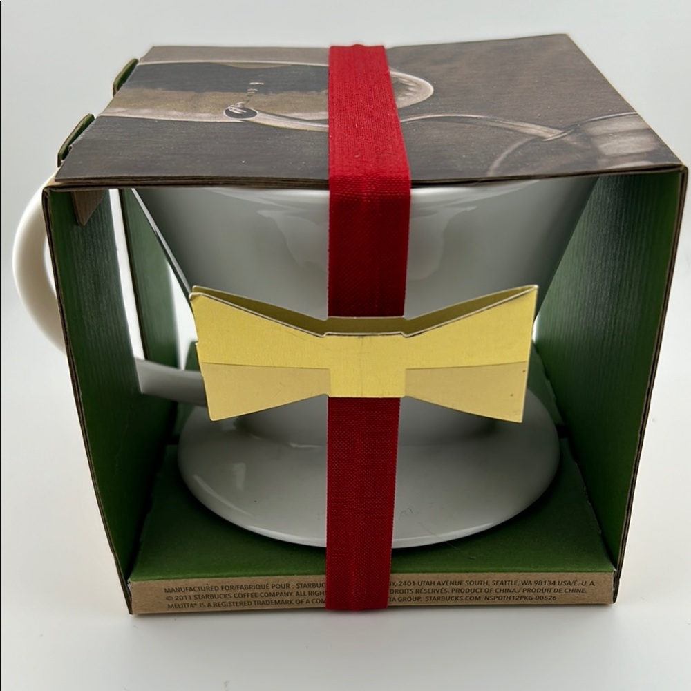 Starbucks White Coffee Dripper with Red Ribbon